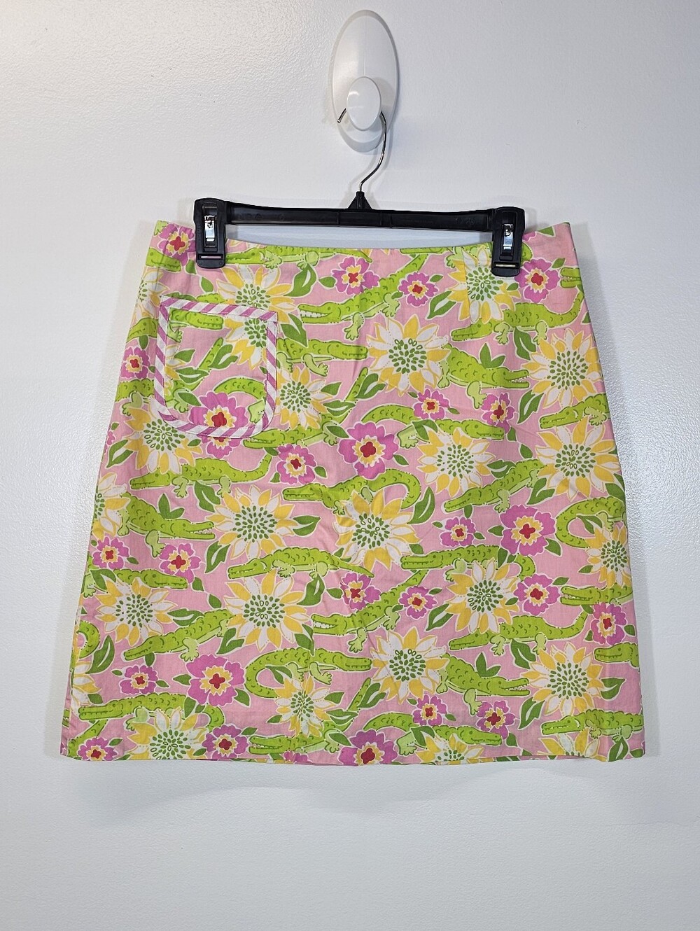 Vintage Lilly Pulitzer Pink Floral Mini Skirt with Green & Yellow Accents